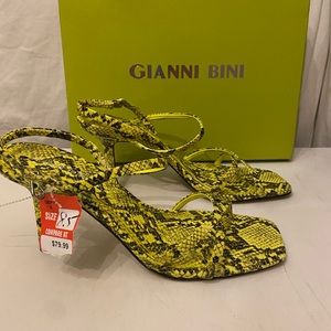 Gianni Bini yellow/ black snakeskin print sandals various sizes  all NWT